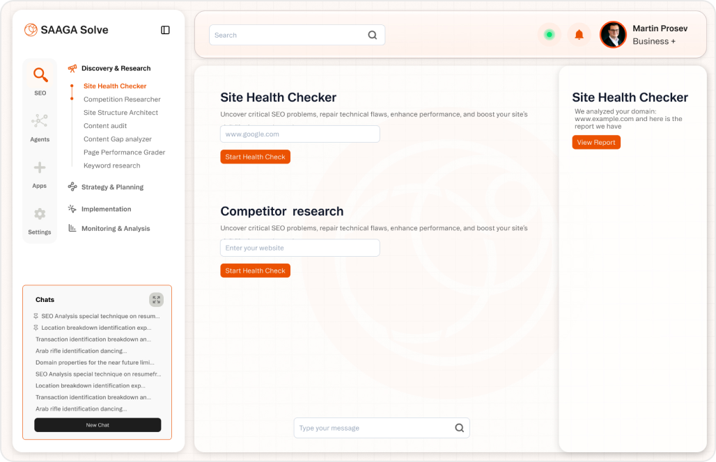 Open SAAGA Solve and log into the SEO Suite