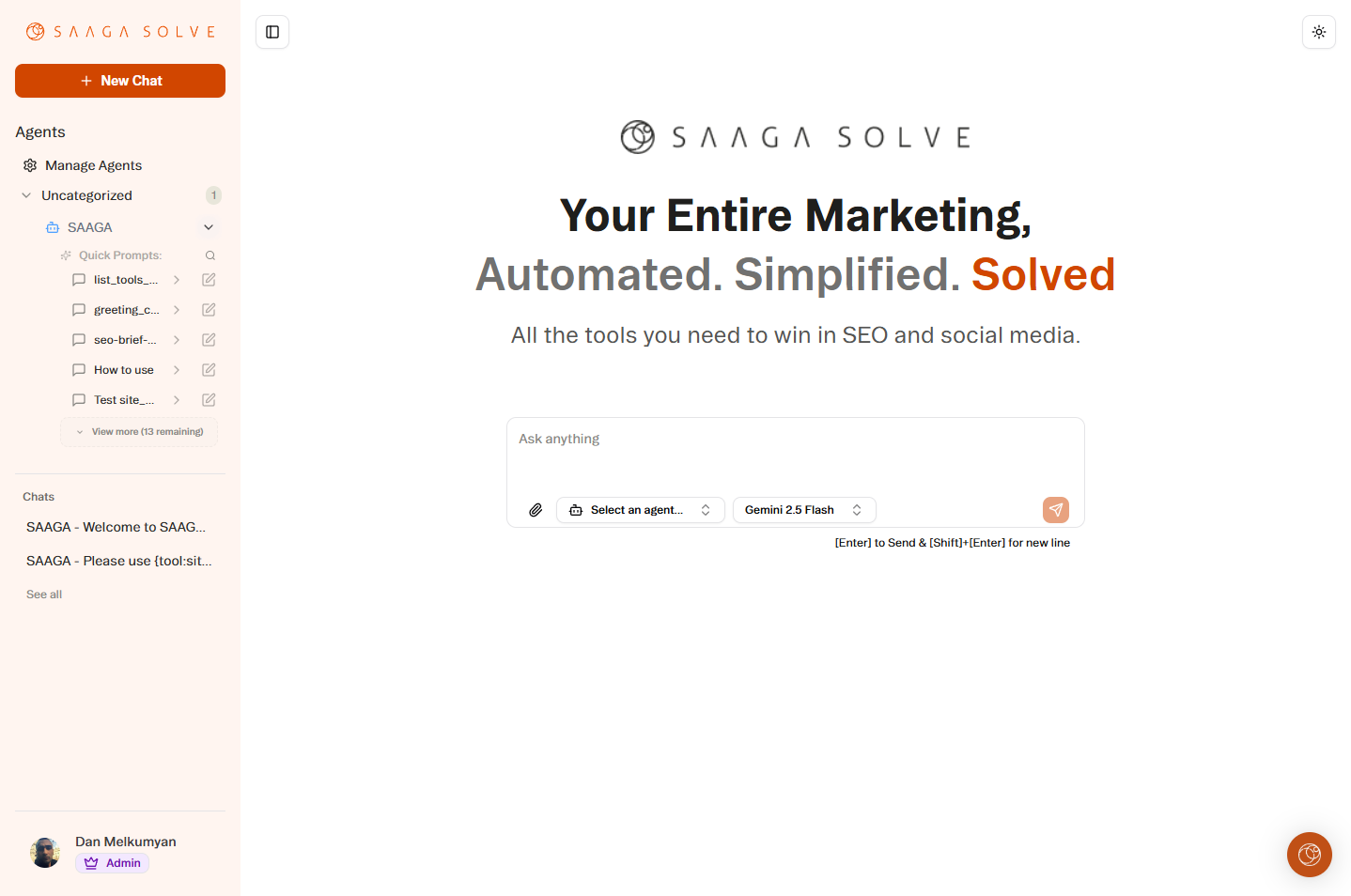Open SAAGA Solve and log into the SEO Suite