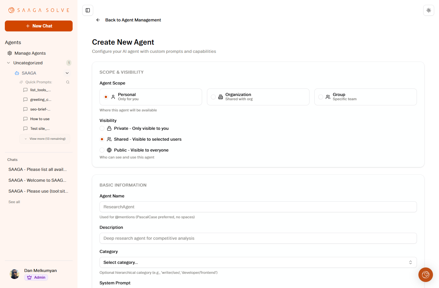 Create your own agent or choose a tool